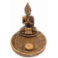Bruciatore di Incenso Buddha Dorato Rotondo 